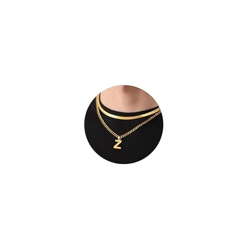 Offerta a tempo: Esmoly Uomo Collana Argento Oro Nero Cubana con Lettere A-Z 18+20 Inches 316L Acciaio Inossidabile Catena Serpente Doppia Regalo - 70% da 16.85 € a 4.99 €