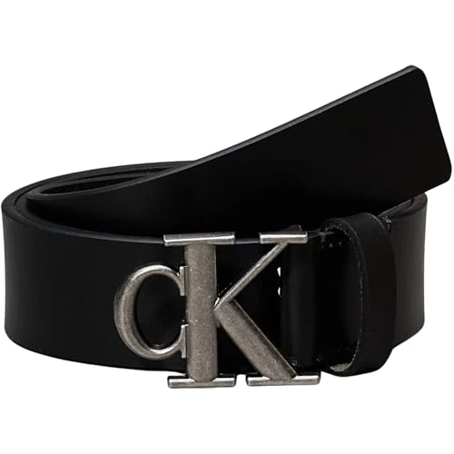 Offre limitée : Calvin Klein Ceinture Homme Monogram Plaque Buckle 3,5 cm Cuir, Noir (Black/Antique Silver), 120 cm de 36.64 € à 36.64 € (0.00% de remise)