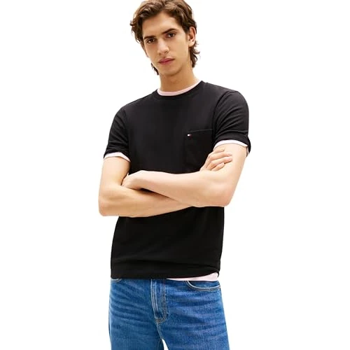 Zeitlich begrenztes Angebot: Tommy Hilfiger Herren T-Shirt Kurzarm Essential mit Brusttasche, Schwarz (Black), XL von 49.90 € auf 27.92 € (44% Rabatt)