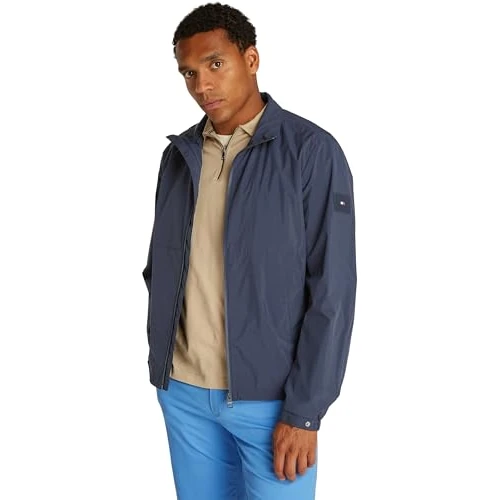 Tommy Hilfiger Men’s Branded Jacket with Zip, Blue (Desert Sky), L