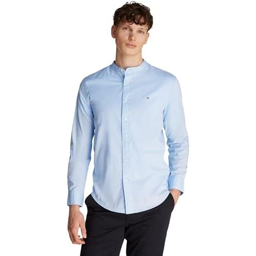 Limited-time offer: Tommy Hilfiger Men’s Flex Poplin Solid Collarless Regular Fit Shirt, Blue (Sweet Blue), XL from 75.00 £ to 46.59 £ (save 38%)