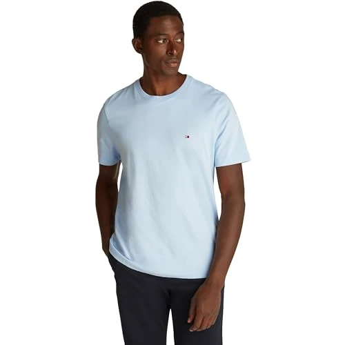 Offre limitee: Tommy Hilfiger T-Shirt Manches Courtes Homme Seasonal Solid Tee avec Col Ras-du-Cou, Bleu (Breezy Blue), XS de 39.90 EUR a 18.00 EUR (economie 55%)