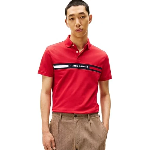 Tommy Hilfiger Heren S/S poloshirt, Rood (Medium Red), XXL