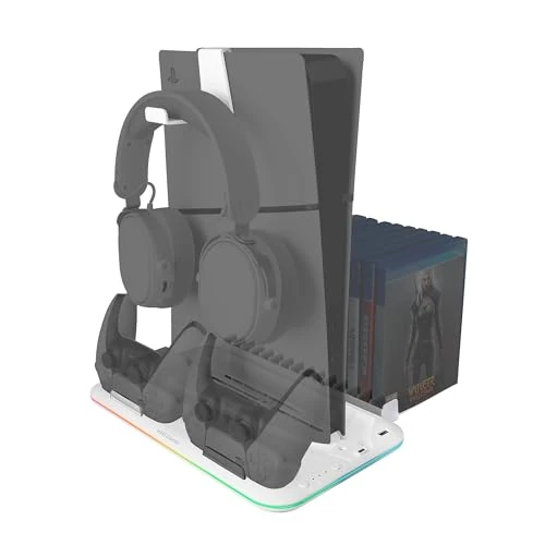 Limited-time offer: Mars Gaming MPS5-B2, RGB Stand for PS5 Slim Standard and Digital, 1x Fan, Dual Controller Charger, PS5 Stand with RGB Neon Lighting, Game Organizer + Headset Stand, White from 30.95 £ to 30.95 £ (save 0.00%)
