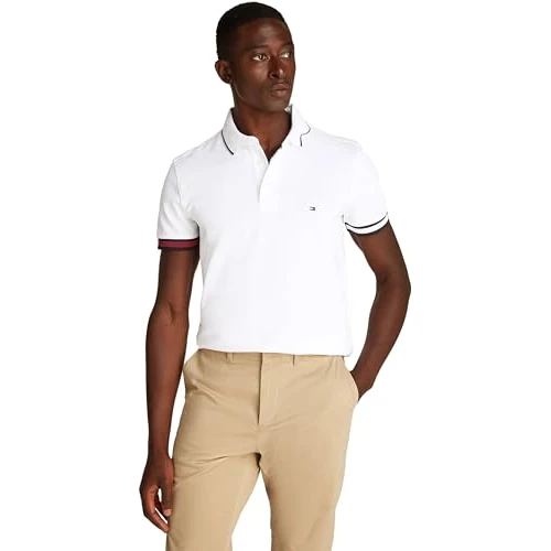 Zeitlich begrenztes Angebot: Tommy Hilfiger Herren Poloshirt Kurzarm Flag Cuff Slim Fit, Weiß (White), XXXL von 49.90 € auf 49.90 € (0.00% Rabatt)