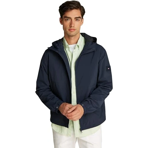 Offerta a tempo: Tommy Hilfiger Uomo Giacca a Vento Branded Hooded Sportiva, Blu (Desert Sky), XS - 65% da 249.90 € a 86.99 €