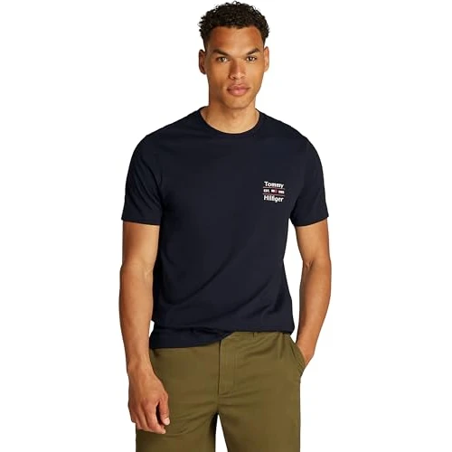 Tijdelijke aanbieding: Tommy Hilfiger Heren HILFIGER STACK TEE MW0MW38622 S/S T-shirt, blauw, L, Blauw (Woestijnhemel), L van 31.95 EUR naar 31.95 EUR (korting 0%)