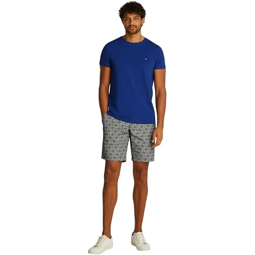 Tommy Hilfiger Koszulka męska STRETCH SLIM FIT MW0MW10800 S/S, niebieska, L, Niebieski (Wedge Blue), L