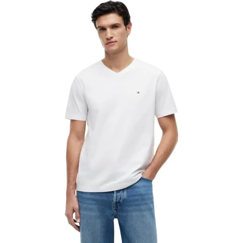 Offerta a tempo: Tommy Hilfiger Uomo T-Shirt Maniche Corte Essential Tee con Scollo a V, Bianco (White), XL - 52% da 39.90 € a 19.33 €