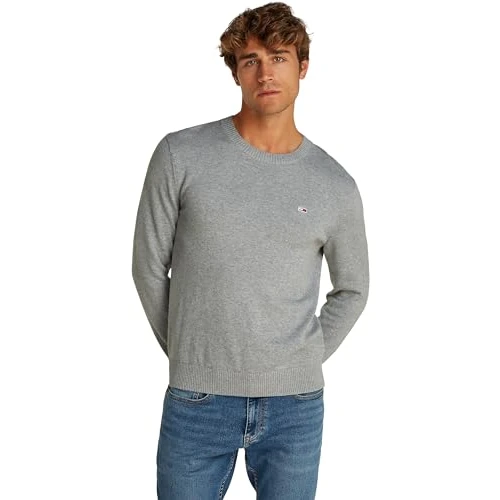 TOMMY JEANS Mens TJM Slim Essential Light Dm0dm18895 Pullover Sweater, Grey, 3XL Plus UK