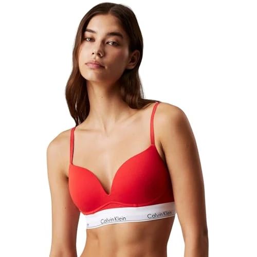 Calvin Klein Soutien-Gorge Push-Up Femme Plunge à Armatures, Rouge (Molten), 80D