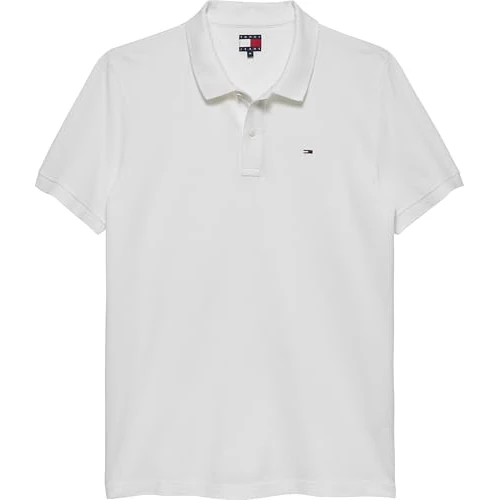 Tommy Jeans TJM Slim Placket Polo EXT S/S Polo Men's, White (Ecru), 5XL