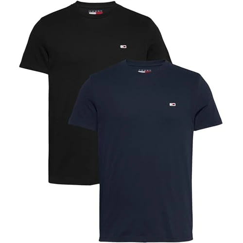 Tommy Jeans Heren TJM XSLIM 2PACK JERSEY TEE EXT S/S T-Shirt, Multi, 3XL, Multi (Zwart/Donker Nacht Marine), 3XL grote maten