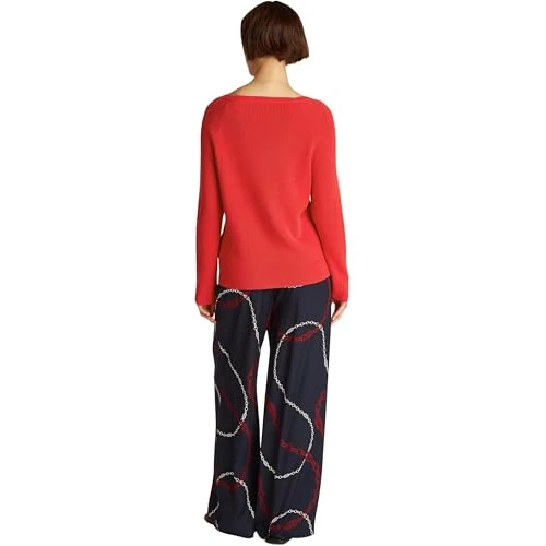 Offerta a tempo: Tommy Hilfiger Donna Pullover Cardi Fine con Scollo a Barca, Rosso (Primary Red), XXS - 31% da 99.90 € a 69.00 €