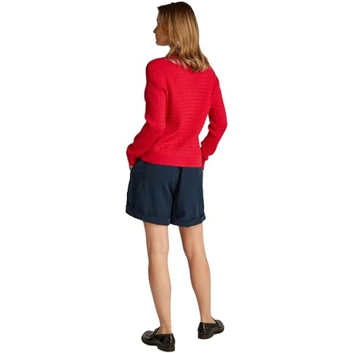 Tommy Hilfiger Women’s Fine Cable Knit Jumper, Red (Primary Red), S