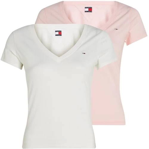 Tijdelijke aanbieding: Tommy Jeans Dames TJW 2PACK V-NECK TEE S/S T-Shirt, Multi, S, Multi (Ecru/Kostbaar Roze), S van 47.98 EUR naar 47.98 EUR (korting 0%)