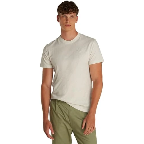 Offerta a tempo: Tommy Jeans Tjm Slim Linear Chest Tee Ext, Maglietta S/S Uomo, Beige (Oat Marl Htr), XXL - 44% da 29.90 € a 16.65 €