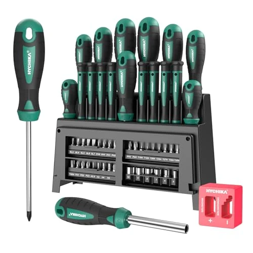 HYCHIKA Screwdriver Set, 51 Pieces Screwdriver Set, Including Cross Screwdriver Flat Screwdriver and Precision Screwdriver, Suitable for DIY, Maintenance Furniture, Computer, Toys