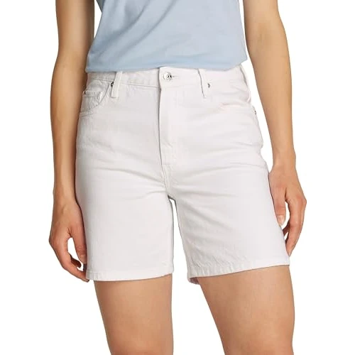 TOMMY HILFIGER Damskie spodenki DNM Straight RW WHITE WW0WW45924, białe, NI26, Biały (Th Optic White), 52