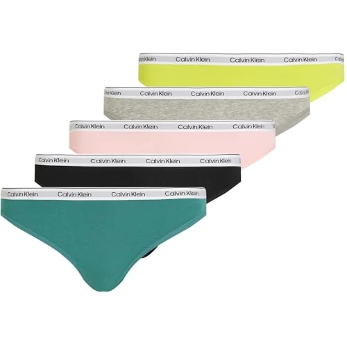 Calvin Klein Dames 5-pack slips bikini vorm low rise ondergoed, meerkleurig (zwart/grijs/Bf Pk/Lvly Tl/Kwl Lm), M