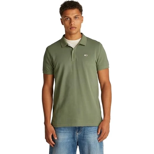Limited offer: Tommy Jeans Men’s Short Sleeve Placket Slim Fit Polo Shirt, Green (Aruba Green), XXL from 69.90 EUR to 29.85 EUR (save 57%)