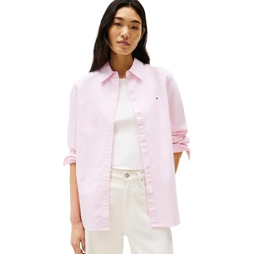 Offerta a tempo: Tommy Hilfiger Donna Camicia Oxford Relaxed Fit, Multicolore (Classic Ithaca STP/Mid Pink), 38 - 38% da 99.90 € a 61.80 €