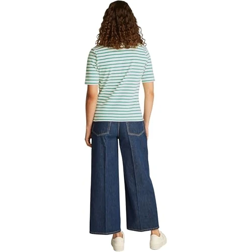 Tommy Hilfiger Maglietta Polo Maniche Corte Donna Regular Fit, Multicolore (Ecru/Radiant Green STP), S