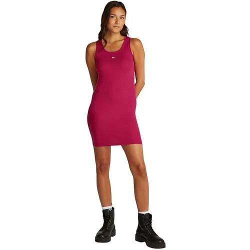 Tijdelijke aanbieding: Tommy Jeans Dames TJW ESSENTIAL RIB BODYCON EXT Bodycon jurk, rood, XL, Rood (Briljante Berry), XL van 52.99 € naar 52.99 € (0.00% korting)