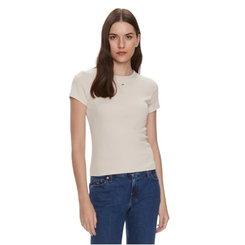 Offerta a tempo: Tommy Jeans Donna T-Shirt Maniche Corte Essential Rib Slim Fit — 40% da 34,90 € a 21,09 €