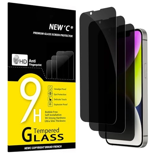 Oferta ograniczona: NEW'C 3 Sztuki, Prywatność Ochraniacz Ekranu dla iPhone 16e, iPhone 14, iPhone 13, iPhone 13 Pro (6,1 cala), Udoskonalony Kąt Prywatności 28 Stopni, Ultra Trwała Twardość 9H, Bez Bąbelków z 37.00 PLN na 37.00 PLN (zniżka 0%)