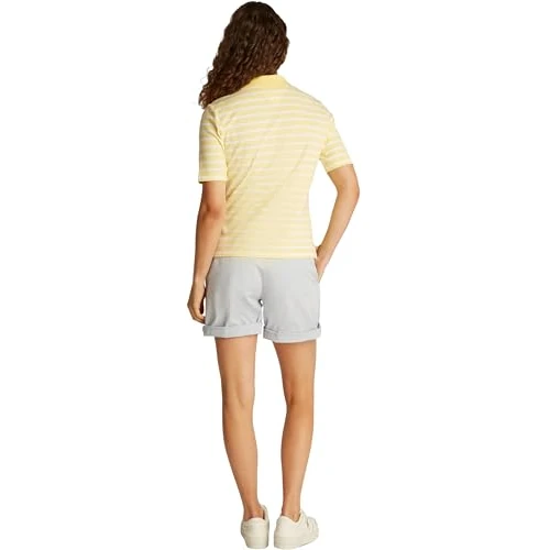 Limitiertes Angebot: Tommy Hilfiger Damen Poloshirt Kurzarm Regular Fit, Mehrfarbig (Citronella/Ecru STP), M von 79.90 EUR auf 37.04 EUR (Spare 54%)