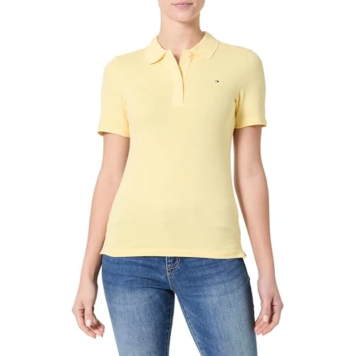 Tommy Hilfiger Damen Poloshirt Kurzarm 1985 Pique Slim Fit, Gelb (Citronella), XS
