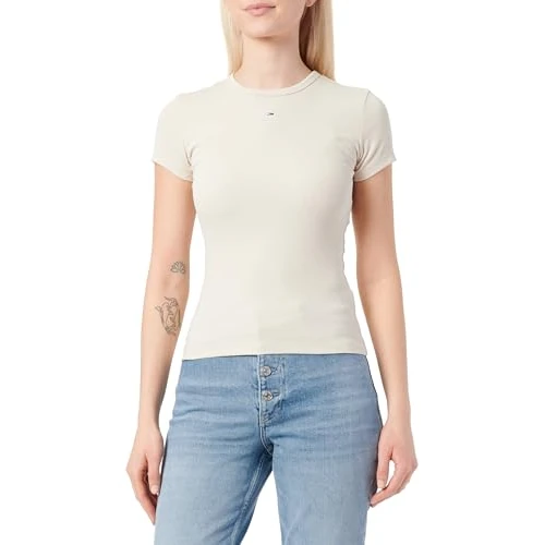 Offerta a tempo: Tommy Jeans Tjw Slim Essential Rib SS Ext Dw0Dw17383 Maglietta a Maniche Corte — 33% da 34,90 € a 23,31 €