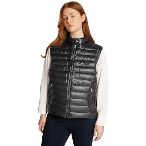 Tommy Hilfiger Women’s Mock Neck Gilet with Zip, Black (Black), 20