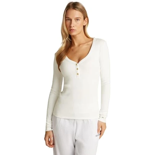Oferta limitada: Tommy Hilfiger Camiseta de manga corta Mujer Slim Henley con botones, Blanco (Ecru), XXL de 89.90 EUR a 53.00 EUR (ahorro 41%)