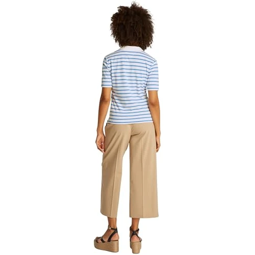 Zeitlich begrenztes Angebot: Tommy Hilfiger Damen Poloshirt Kurzarm Regular Fit, Mehrfarbig (Ecru/Blue Spell STP), M von 44.95 € auf 44.95 € (0.00% Rabatt)