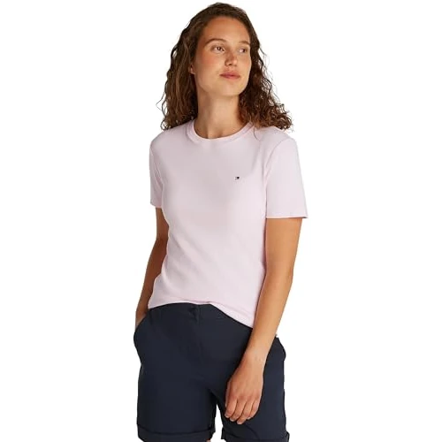 TOMMY HILFIGER Slim Cody C-NK SS Ww0ww40587 Hauts en Tricot à Manches Courtes Femme, Pink (Light Pink), 3XL