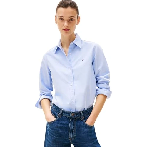 Oferta limitada: Tommy Hilfiger Camisa Mujer Oxford Relaxed Fit, Azul (Mid Blue), 38 de 99.90 EUR a 59.00 EUR (ahorro 41%)
