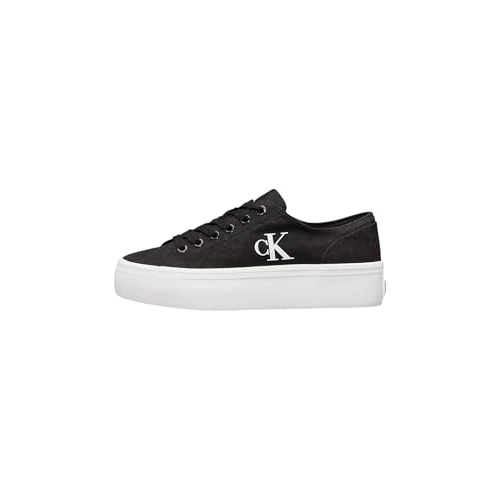 Calvin Klein Sneaker con Suela Vulcanizada Mujer Flatform Low Top, Negro (Black/Bright White), 41