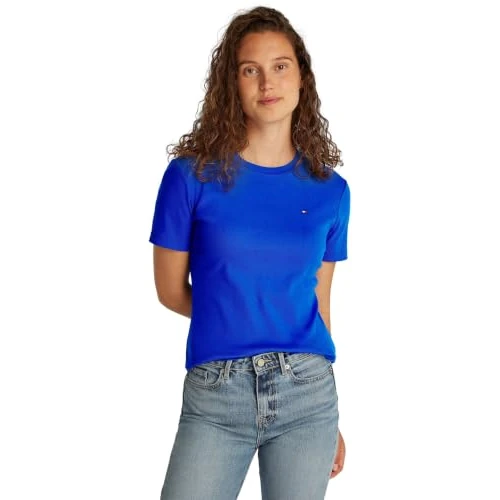 Oferta limitada: Tommy Hilfiger Camiseta de Manga Corta Mujer Slim Cody con Cuello Redondo, Azul (Noble Blue), XS de 49.90 € a 24.95 € (ahorro 50%)
