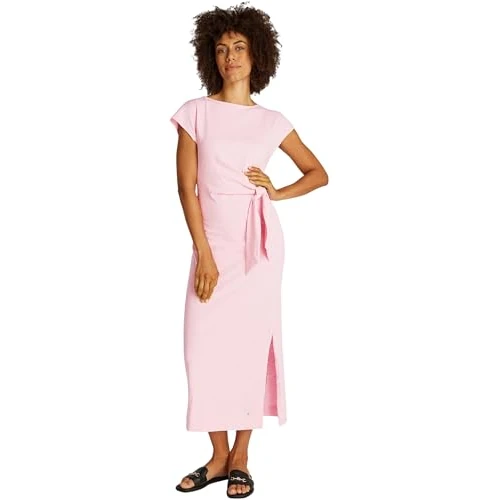 Offre limitee: Tommy Hilfiger Robe Femme Knot Midi avec Col Bateau, Rose (Classic Pink), L de 129.90 EUR a 79.76 EUR (economie 39%)