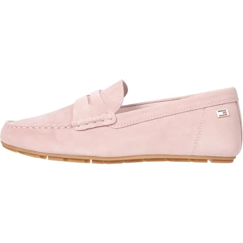Tommy Hilfiger Women’s Elegant Flag Soft Suede Loafers, Pink (Foggy Pink), 4
