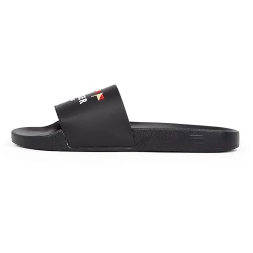TOMMY HILFIGER Męskie flagi HILFIGER BASEN SLIDE, CZARNY (czarny), 11 UK, Czarny, 46 EU