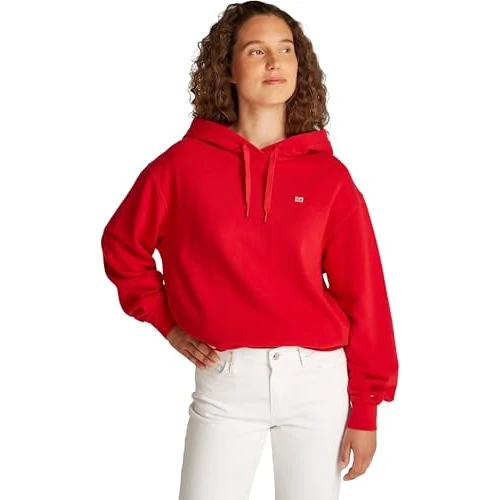 Limitiertes Angebot: Tommy Hilfiger Damen Hoodie Contrast Flag Regular Fit, Rot (Primary Red), M von 129.90 EUR auf 90.93 EUR (Spare 30%)