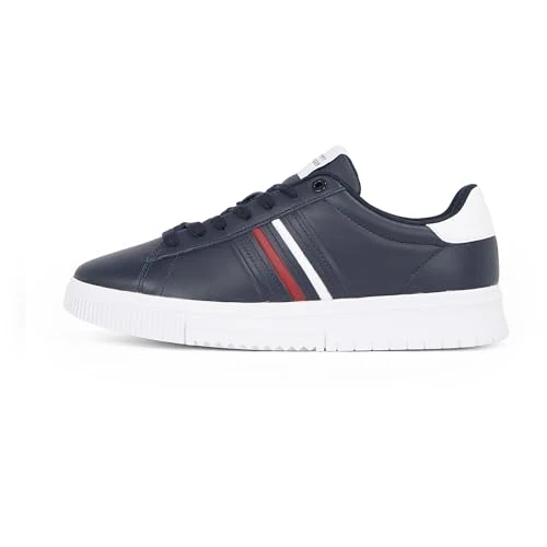 Tommy Hilfiger Men’s Modern Stripes Cupsole Trainers with Logo, Blue (Desert Sky), 11