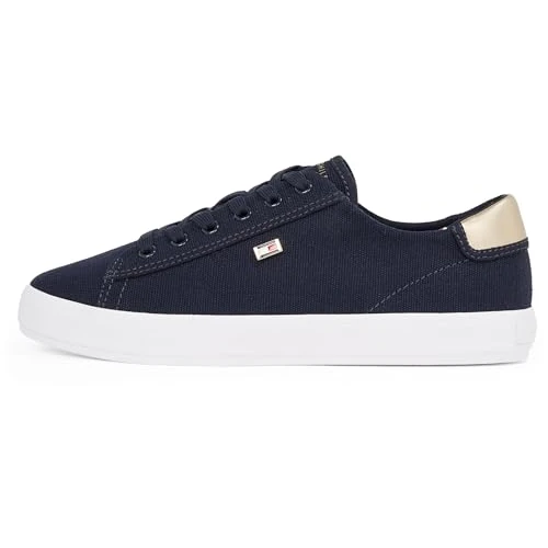 Beperkte aanbieding: Tommy Hilfiger Vrouwen Vulc Canvas Lace Up Sneaker Fw0fw08647Low Top, Blauw Ruimte Blauw, 39 EU van 79.90 EUR naar 57.99 EUR (besparing 27%)