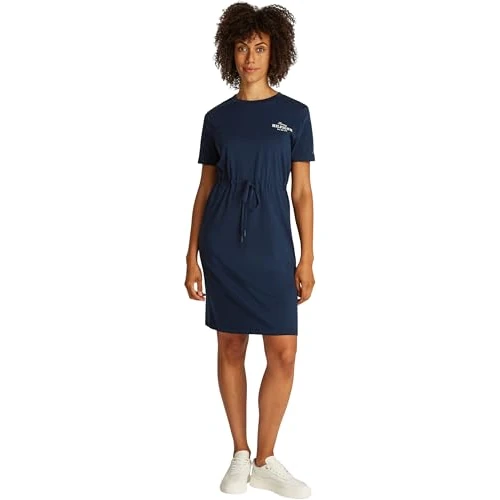Offerta a tempo: Tommy Hilfiger Donna Abito a T-shirt con Cintura in Vita, Blu (Dark Night Navy), S — 41% da 99,90 € a 59,00 €