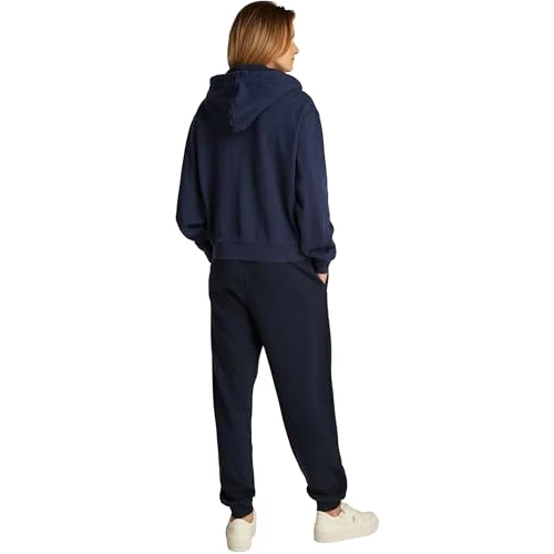 Offerta a tempo: Tommy Hilfiger Donna Felpa con Cerniera Script Zip con Cappuccio, Blu (Dark Night Navy), M - 46% da 149.90 € a 81.49 €