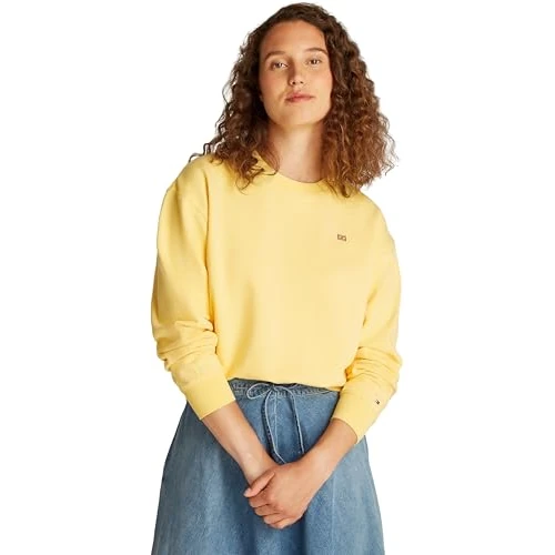 Oferta limitada: Tommy Hilfiger Sudadera Mujer Contrast Flag Regular Fit, Amarillo (Citronella), 3XL de 99.90 EUR a 59.00 EUR (ahorro 41%)