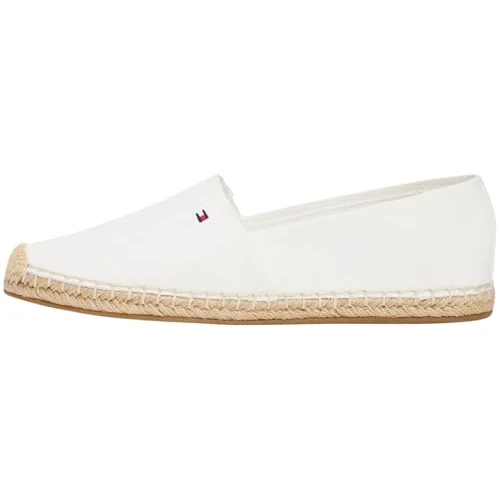 Tommy Hilfiger Damen Espadrilles Flag Canvas mit Logo, Weiß (Ecru), 38
